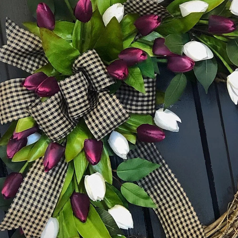 Spring Tulip Wreath, Door  Decoration
