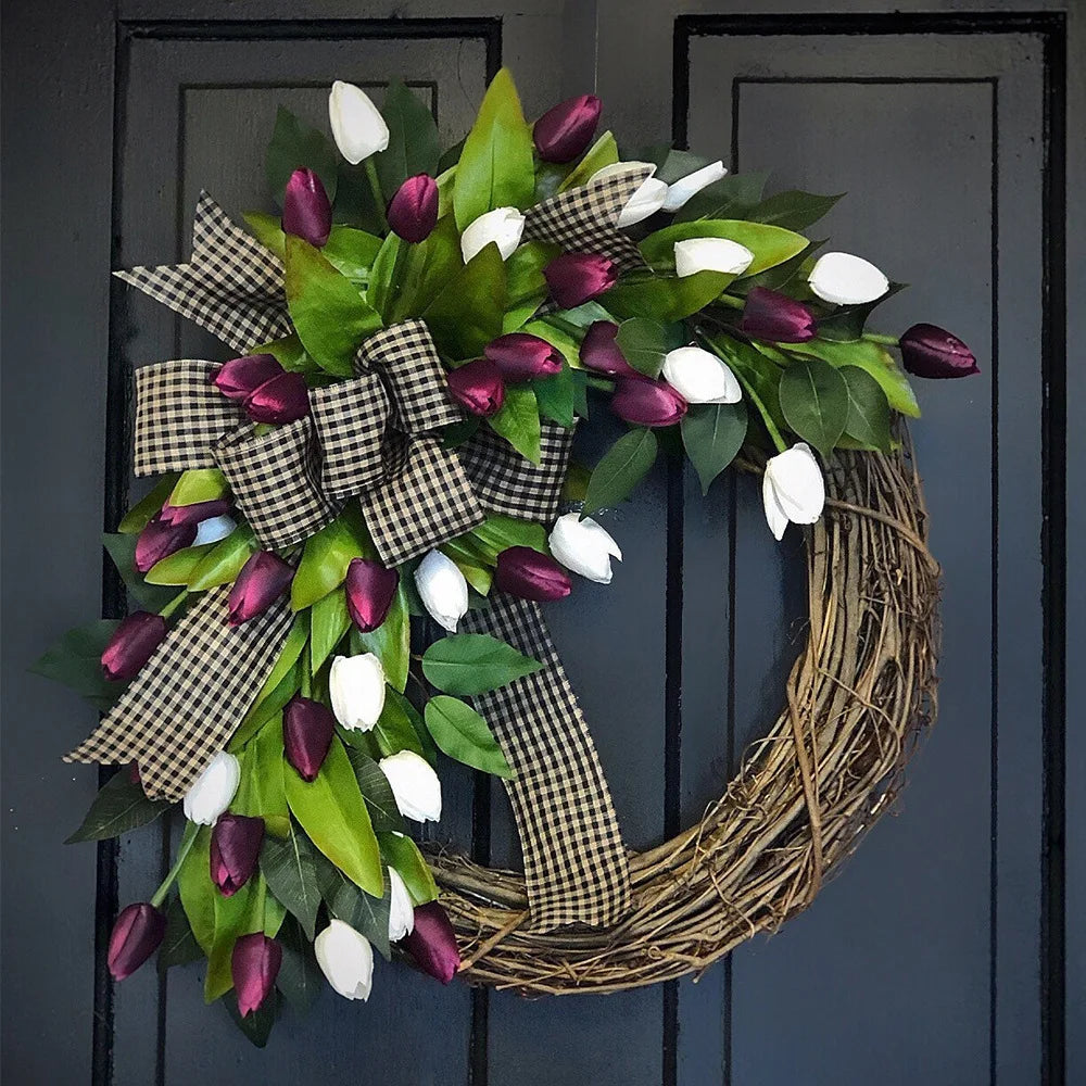 Spring Tulip Wreath, Door  Decoration