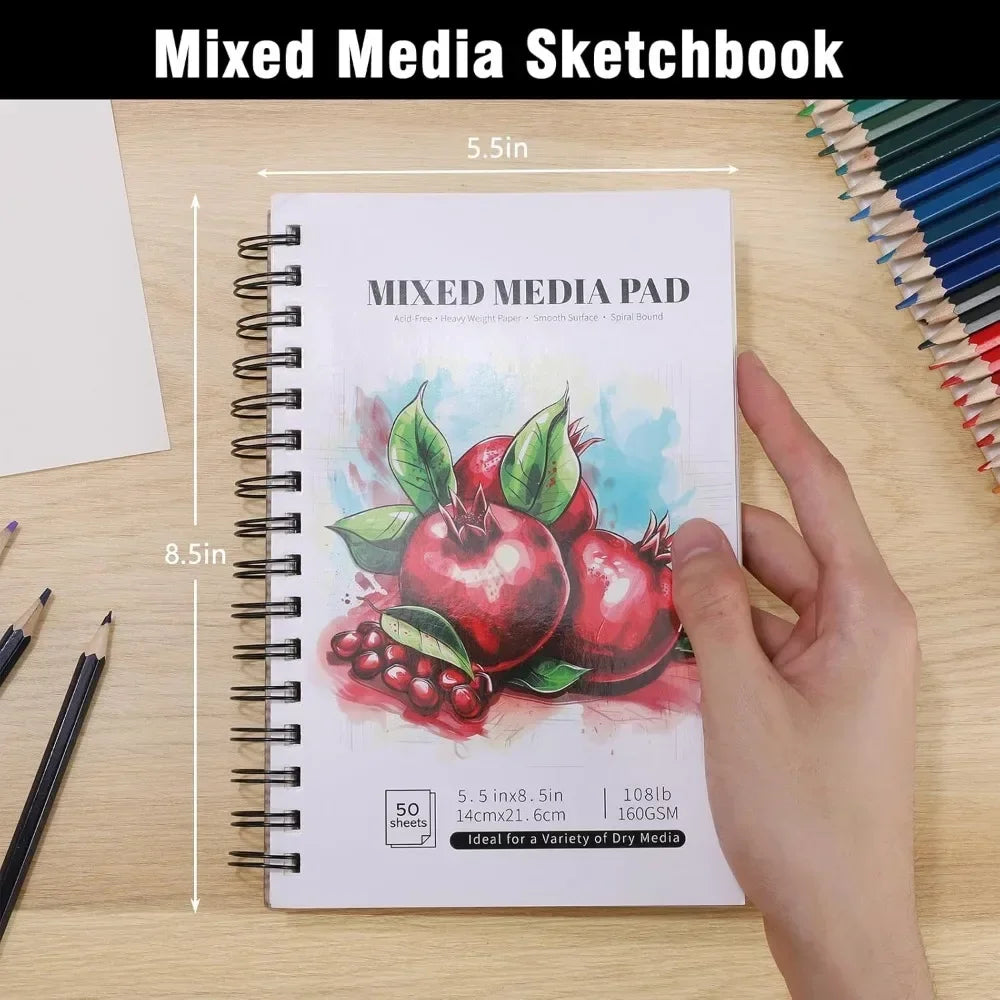 4 Pack of Mixed Media Sketchbooks, 5.5x8.5 Inch