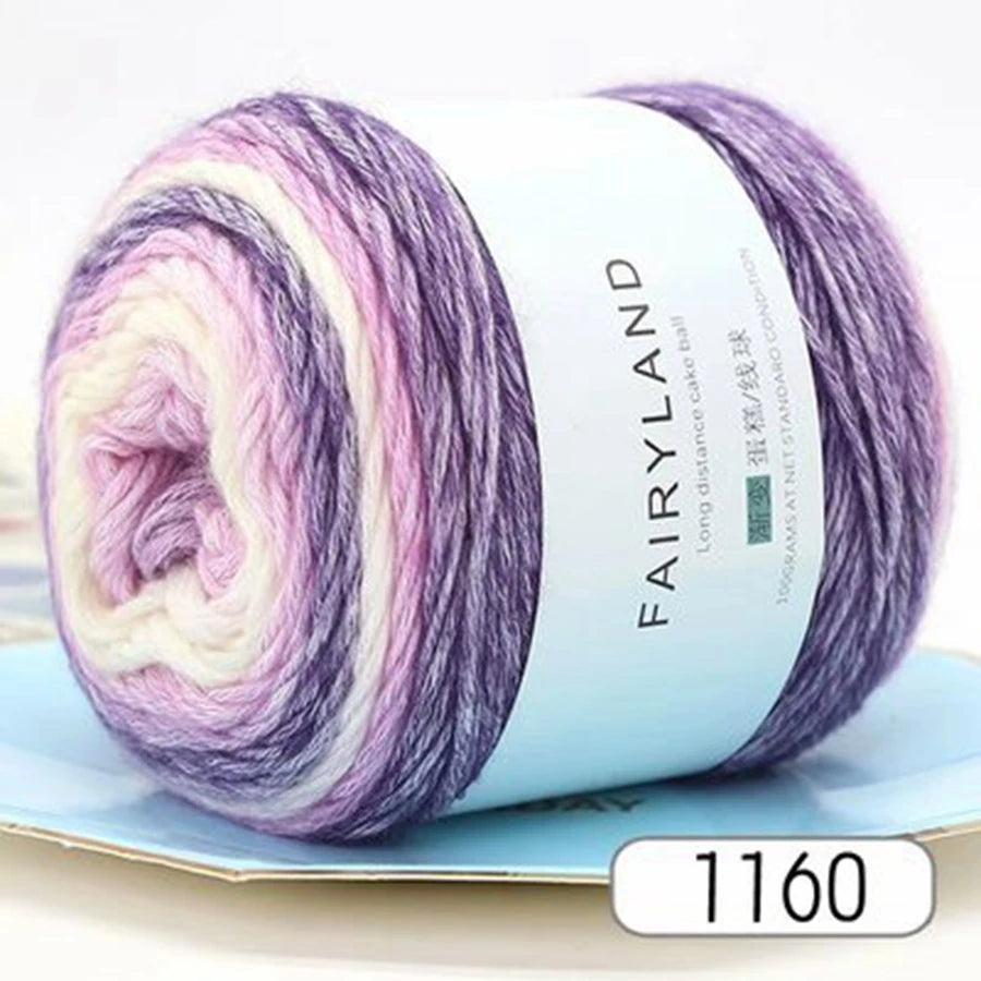 100g Rainbow Woolen Yarn New Soft  Cake