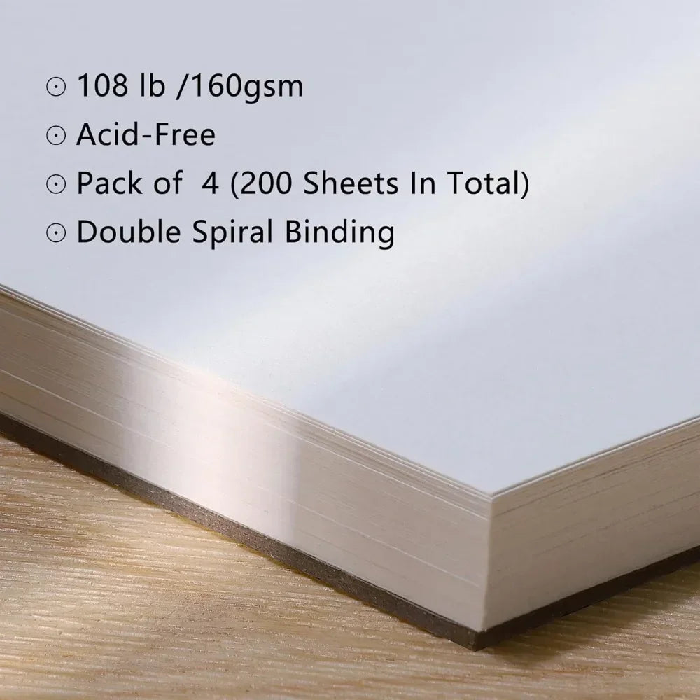 4 Pack of Mixed Media Sketchbooks, 5.5x8.5 Inch