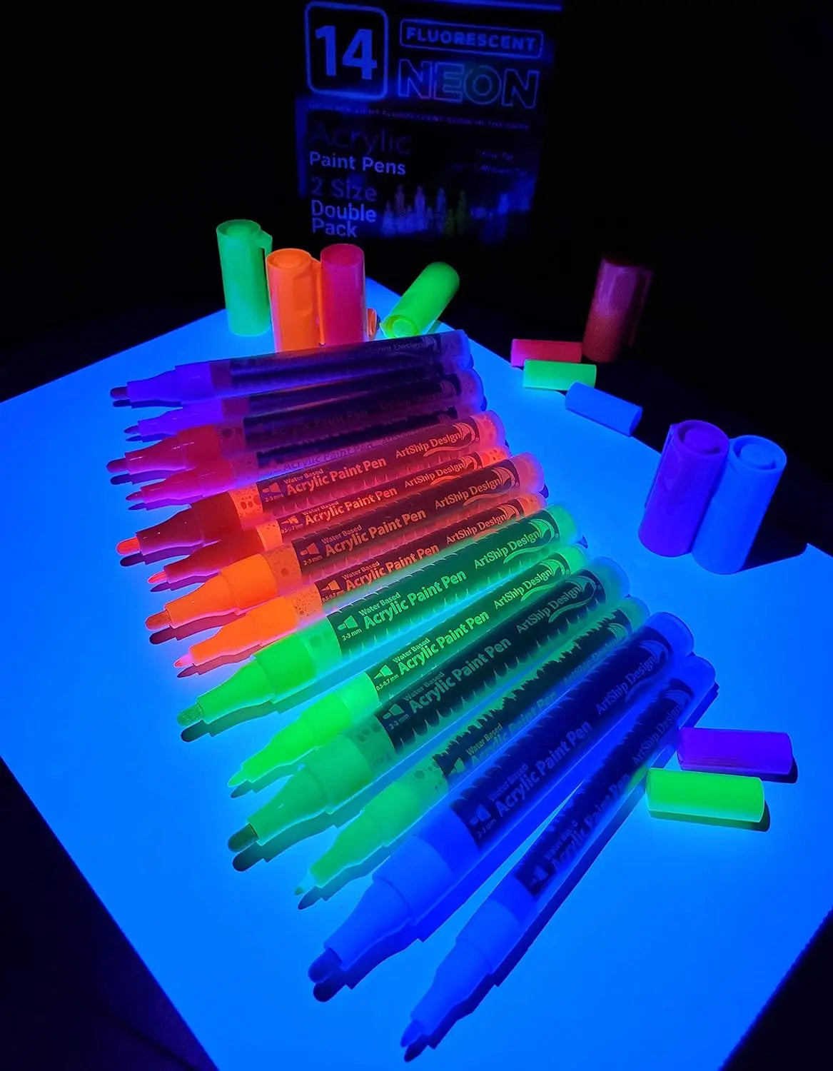 14 Pack Neon UV Acrylic Paint Pens