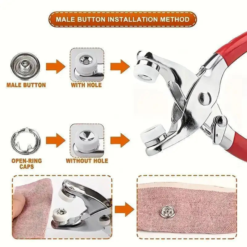100pcs Prong Rings 9.5mm  Metal  Pliers Snap Button