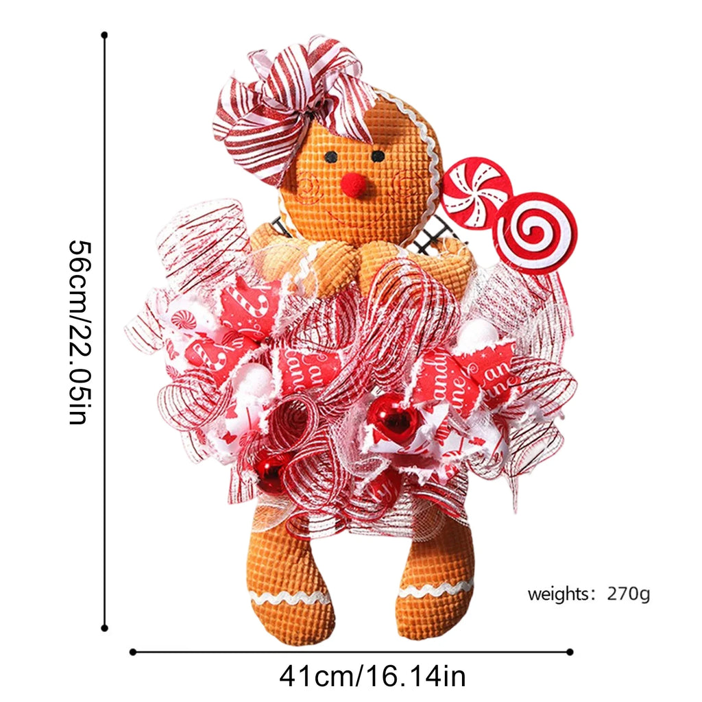 Gingerbread Hanging  Doll  Wreath Indoor Outdoor